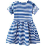 Girl's Cotton Casual Striped Jersey Dress