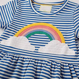 Girl's Cotton Casual Striped Jersey Dress