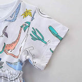 Girl's Dinosaur Tunic Short Sleeve Summer Casual Dress
