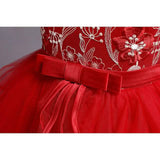 Girls' Patchwork Mesh Bow Party Dress