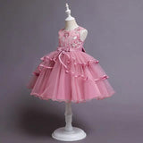 Girls' Patchwork Mesh Bow Party Dress