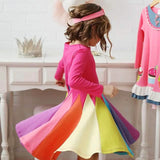 Girls' Rainbow Casual Dress