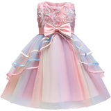 Girl's Rainbow Tulle Lace Dress