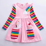 Girls' Unicorn Rainbow Flower Dress