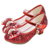 Girls'Heels Party Mary Jane Basic Pump Dress Crystal Bowknot