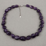 Amethyst Beaded Necklace, Genuine Raw Amethyst Beads Necklace for Women in Sterling Silver, February Birthstone Necklace, Gift for Mom
