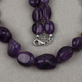 Amethyst Beaded Necklace, Genuine Raw Amethyst Beads Necklace for Women in Sterling Silver, February Birthstone Necklace, Gift for Mom