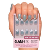 Glamnetic Press On Nails - Goal Digger | Glossy, Semi-Transparent, Short Round Nails, Reusable | 12 Sizes - 30 Nail Kit with Glue