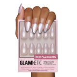 Glamnetic Press On Nails - Goal Digger | Glossy, Semi-Transparent, Short Round Nails, Reusable | 12 Sizes - 30 Nail Kit with Glue
