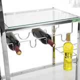 Glass Bar Cart with Wine Rack & Glass Holder