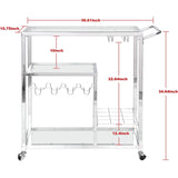 Glass Bar Cart with Wine Rack & Glass Holder