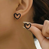 Glossy Hollow Heart Design Stud Earrings