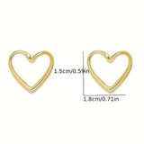 Glossy Hollow Heart Design Stud Earrings