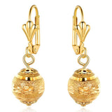 Gold Ball Drop Lever Back Earrings