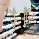 Golden-Tone Alloy Zirconia Dangle Earrings