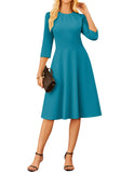 GRACE KARIN 2025 Women Fall Work Dresses,3/4 Sleeve Church Dresses,Fit and Flare Wedding Guest Dress with Pockets