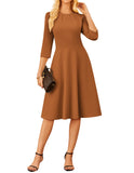 GRACE KARIN 2025 Women Fall Work Dresses,3/4 Sleeve Church Dresses,Fit and Flare Wedding Guest Dress with Pockets