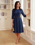 GRACE KARIN 2025 Women Fall Work Dresses,3/4 Sleeve Church Dresses,Fit and Flare Wedding Guest Dress with Pockets
