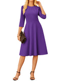 GRACE KARIN 2025 Women Fall Work Dresses,3/4 Sleeve Church Dresses,Fit and Flare Wedding Guest Dress with Pockets