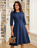 GRACE KARIN 2025 Women Fall Work Dresses,3/4 Sleeve Church Dresses,Fit and Flare Wedding Guest Dress with Pockets