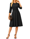 GRACE KARIN 2025 Women Fall Work Dresses,3/4 Sleeve Church Dresses,Fit and Flare Wedding Guest Dress with Pockets