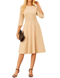 GRACE KARIN 2025 Women Fall Work Dresses,3/4 Sleeve Church Dresses,Fit and Flare Wedding Guest Dress with Pockets