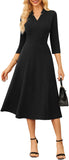 GRACE KARIN Business Dresses for Women Wear to Work Dresses 3/4 Sleeve Midi Aline Dress with Pockets