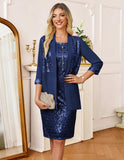 GRACE KARIN Women's 2025 Fall Wedding Guest Dress,Mother of The Bride Dresses, Formal 2 Piece Sequin Dress,Knee Length
