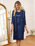 GRACE KARIN Women's 2025 Fall Wedding Guest Dress,Mother of The Bride Dresses, Formal 2 Piece Sequin Dress,Knee Length