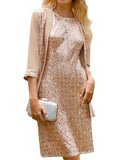 GRACE KARIN Women's 2025 Fall Wedding Guest Dress,Mother of The Bride Dresses, Formal 2 Piece Sequin Dress,Knee Length