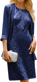 GRACE KARIN Women's 2025 Fall Wedding Guest Dress,Mother of The Bride Dresses, Formal 2 Piece Sequin Dress,Knee Length