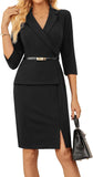 GRACE KARIN Women's Bodycon Work Dress 3/4 Sleeve Church Teacher Business Office Wear to Work Sheath Suit Dresses with Belt