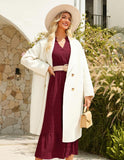 GRACE KARIN Women's Puff Long Sleeve V Neck Smocked Maxi Dress Tiered A-line Spring Fall Flowy Long Dress with Pockets