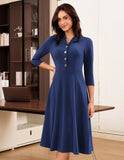 GRACE KARIN Work Dresses for Women 2025 3/4 Sleeve V-Neck Semi Formal Fit and Flare Church Dresses with Pockets