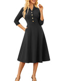 GRACE KARIN Work Dresses for Women 2025 3/4 Sleeve V-Neck Semi Formal Fit and Flare Church Dresses with Pockets