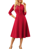 GRACE KARIN Work Dresses for Women 2025 3/4 Sleeve V-Neck Semi Formal Fit and Flare Church Dresses with Pockets