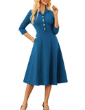 GRACE KARIN Work Dresses for Women 2025 3/4 Sleeve V-Neck Semi Formal Fit and Flare Church Dresses with Pockets