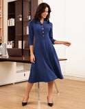 GRACE KARIN Work Dresses for Women 2025 3/4 Sleeve V-Neck Semi Formal Fit and Flare Church Dresses with Pockets