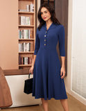 GRACE KARIN Work Dresses for Women 2025 3/4 Sleeve V-Neck Semi Formal Fit and Flare Church Dresses with Pockets