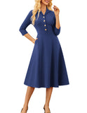 GRACE KARIN Work Dresses for Women 2025 3/4 Sleeve V-Neck Semi Formal Fit and Flare Church Dresses with Pockets