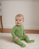Green Bamboo Zipper Footie