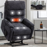 Grey Chenille Dual Motor Infinite Position Up to 350 LBS Power Lift Recliner Chair with Power-Remote, Heat Massage and Heavy Duty Motion Mechanism