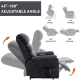 Grey Chenille Dual Motor Infinite Position Up to 350 LBS Power Lift Recliner Chair with Power-Remote, Heat Massage and Heavy Duty Motion Mechanism