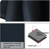 Genuine Leather DIY Car Steering Wheel Cover Anti-slip For 15"/38 cm Black US