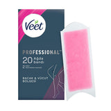 Veet Profesyonel Wax Strips for Hair Removal - Easy Gelwax Technology for Smooth Skin up to 28 Days - Normal Skin, 20 Strips