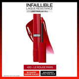L'Oreal Paris Infaillible: Long-Lasting, Glossy Lipstick - Rouge Paris 420 - Intense Color, 16H Moisture & Shine