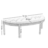 Half Moon French Vintage Bench with Padded Seat & Rubberwood Legs