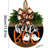 Halloween Round Wooden Board Front Door Decoration Wreath