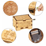 Hand Crank Vintage Wood Carved Sunshine Musical Box