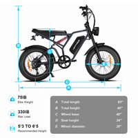 HappyRun Tank G60 Electric Off-Road Fat Tire Moped Bike (SAK48732)
